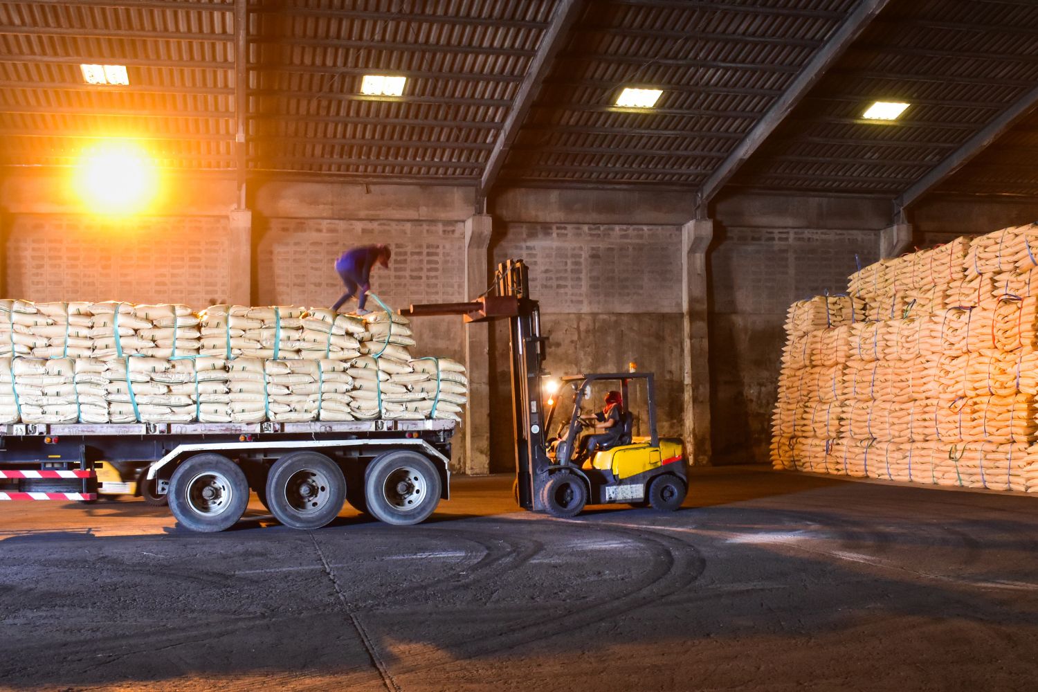 Image of two working loading heavy supplies onto a dashboard