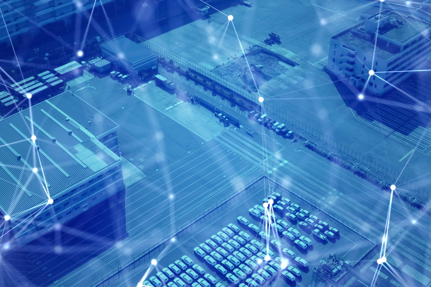Aerial view graphic of a transportation logistics network