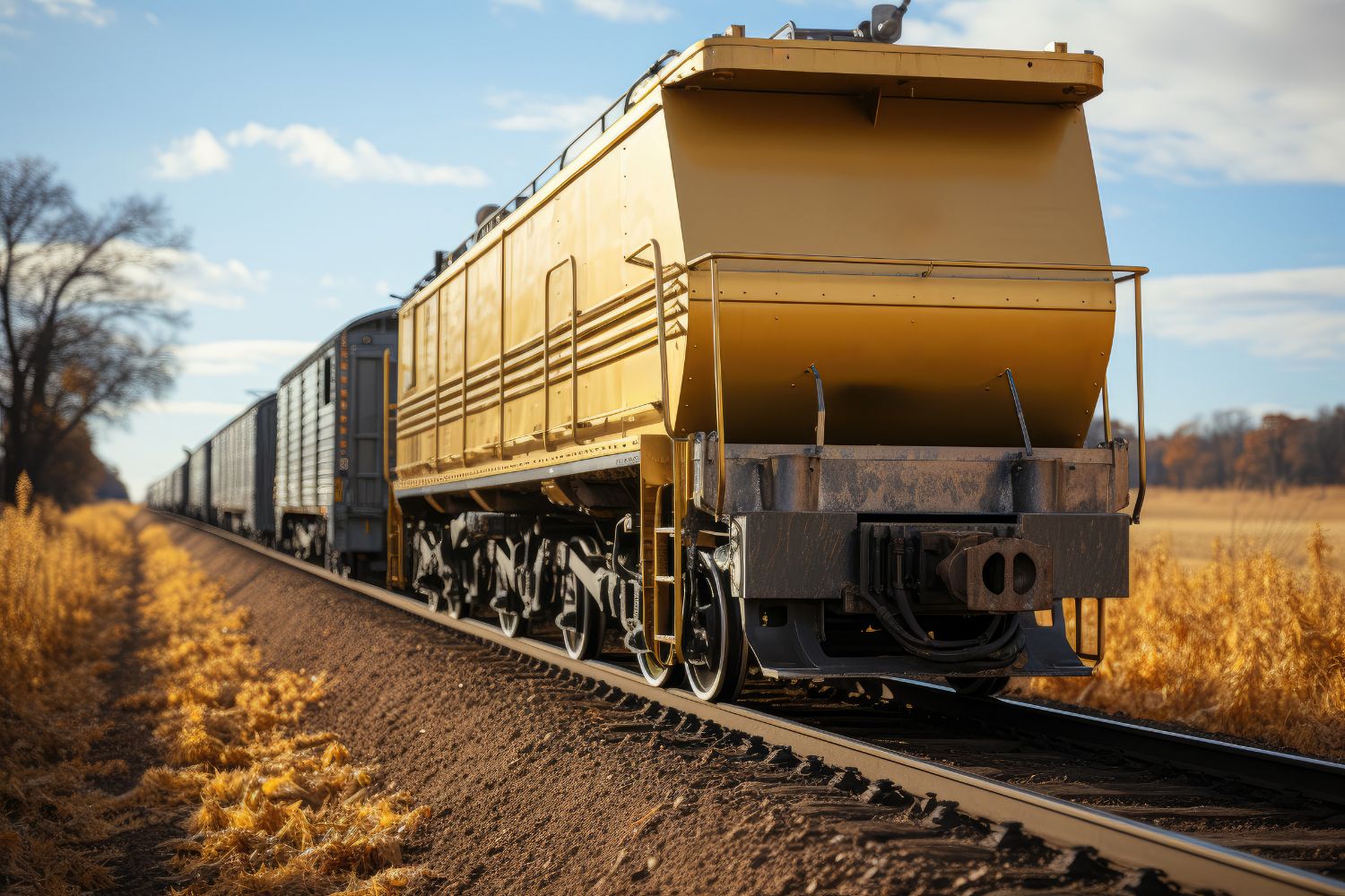 Image of a hopper car being pulled on rail freight